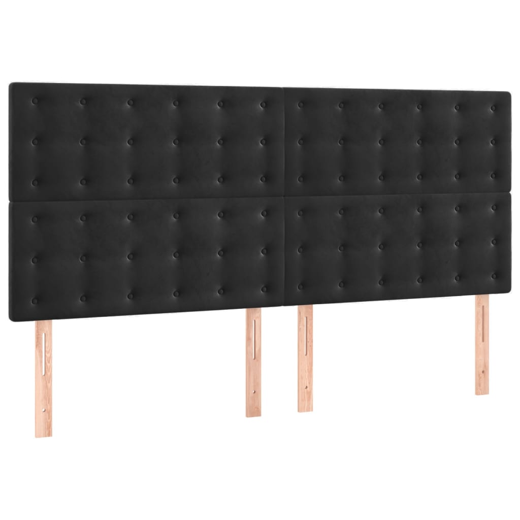 Pat box spring cu saltea, negru, 160x200 cm, catifea