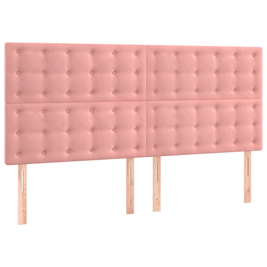 Pat box spring cu saltea, roz, 200x200 cm, catifea