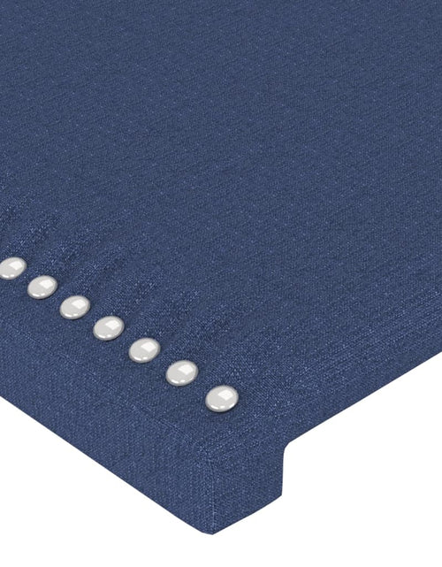 Încărcați imaginea în vizualizatorul Galerie, Cadru de pat cu tăblie, albastru, 90x190 cm, textil
