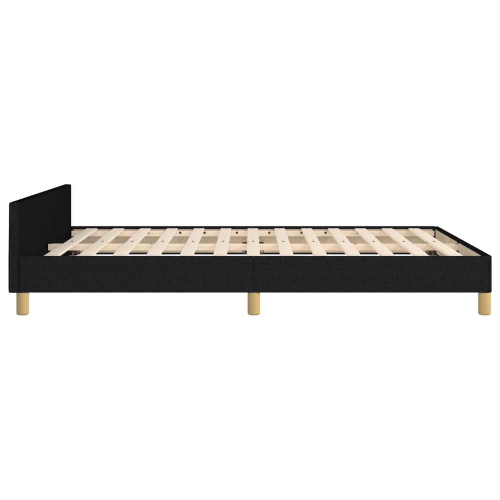 Cadru de pat cu tăblie, negru, 140x200 cm, textil