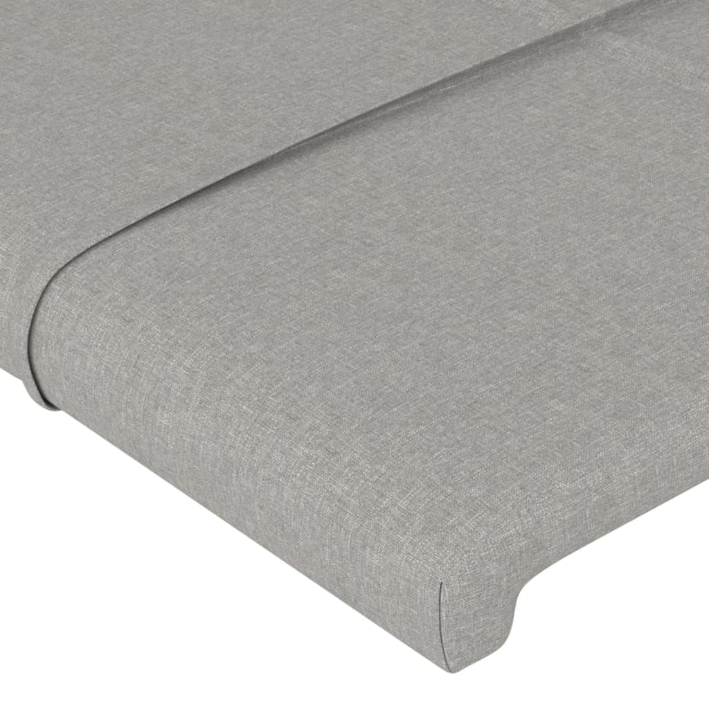 Cadru de pat cu tăblie, gri deschis, 200x200 cm, textil