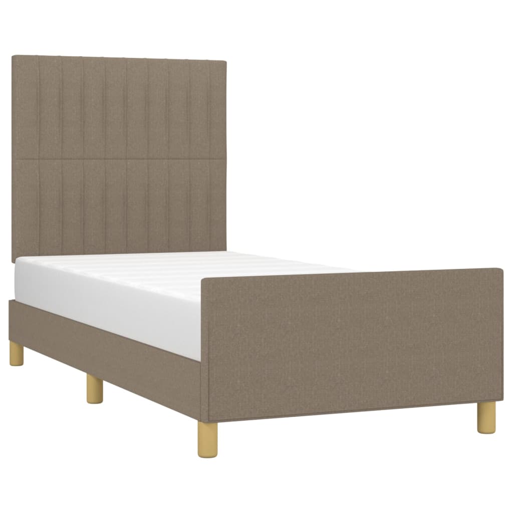 Cadru de pat cu tăblie, gri taupe, 90x200 cm, textil