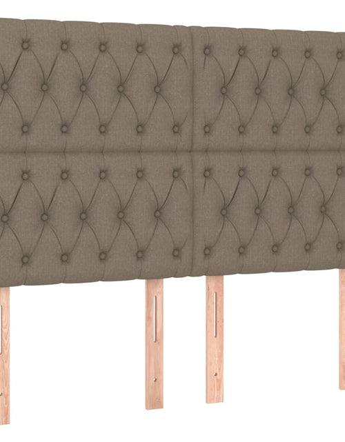 Încărcați imaginea în vizualizatorul Galerie, Cadru de pat cu tăblie, gri taupe, 140x190 cm, textil
