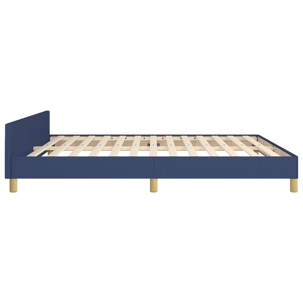Cadru de pat cu tăblie, albastru, 180x200 cm, textil