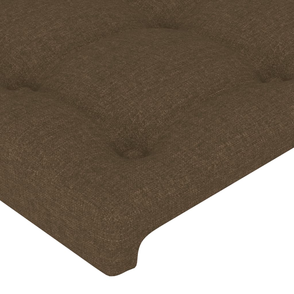 Cadru de pat cu tăblie, maro închis, 140x200 cm, textil