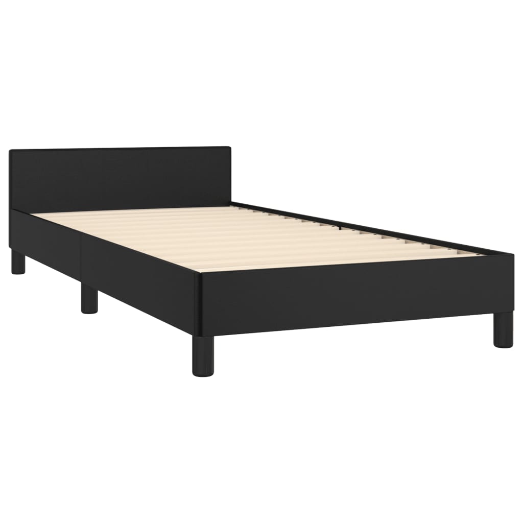 Cadru de pat cu tăblie, negru, 80x200 cm, piele ecologică