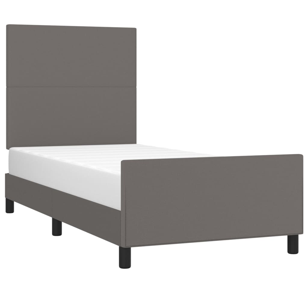 Cadru de pat cu tăblie, gri, 80x200 cm, piele ecologică