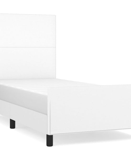 Загрузите изображение в средство просмотра галереи, Cadru de pat cu tăblie, alb, 90x190 cm, piele ecologică
