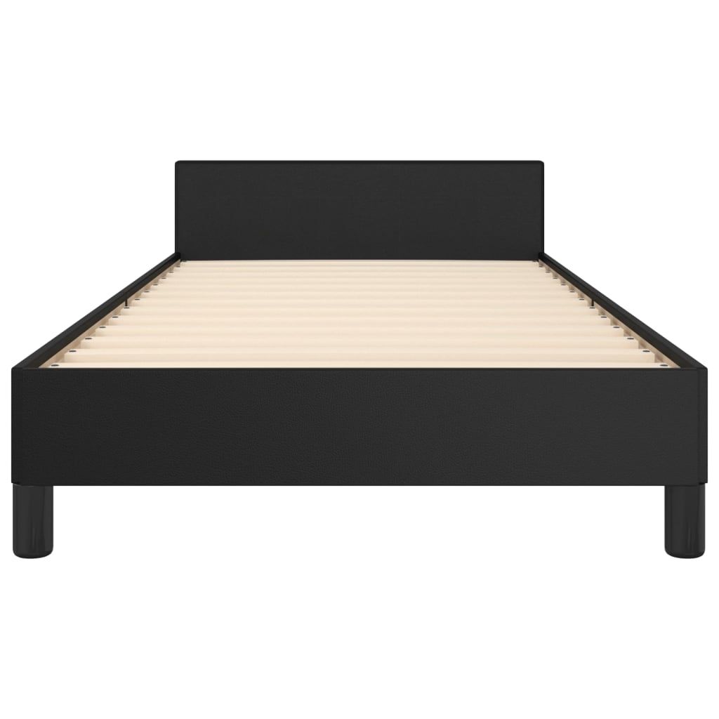 Cadru de pat cu tăblie, negru, 90x200 cm, piele ecologică