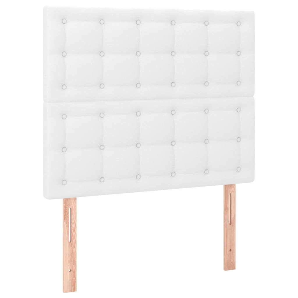 Cadru de pat cu tăblie, alb, 90x190 cm, piele ecologică