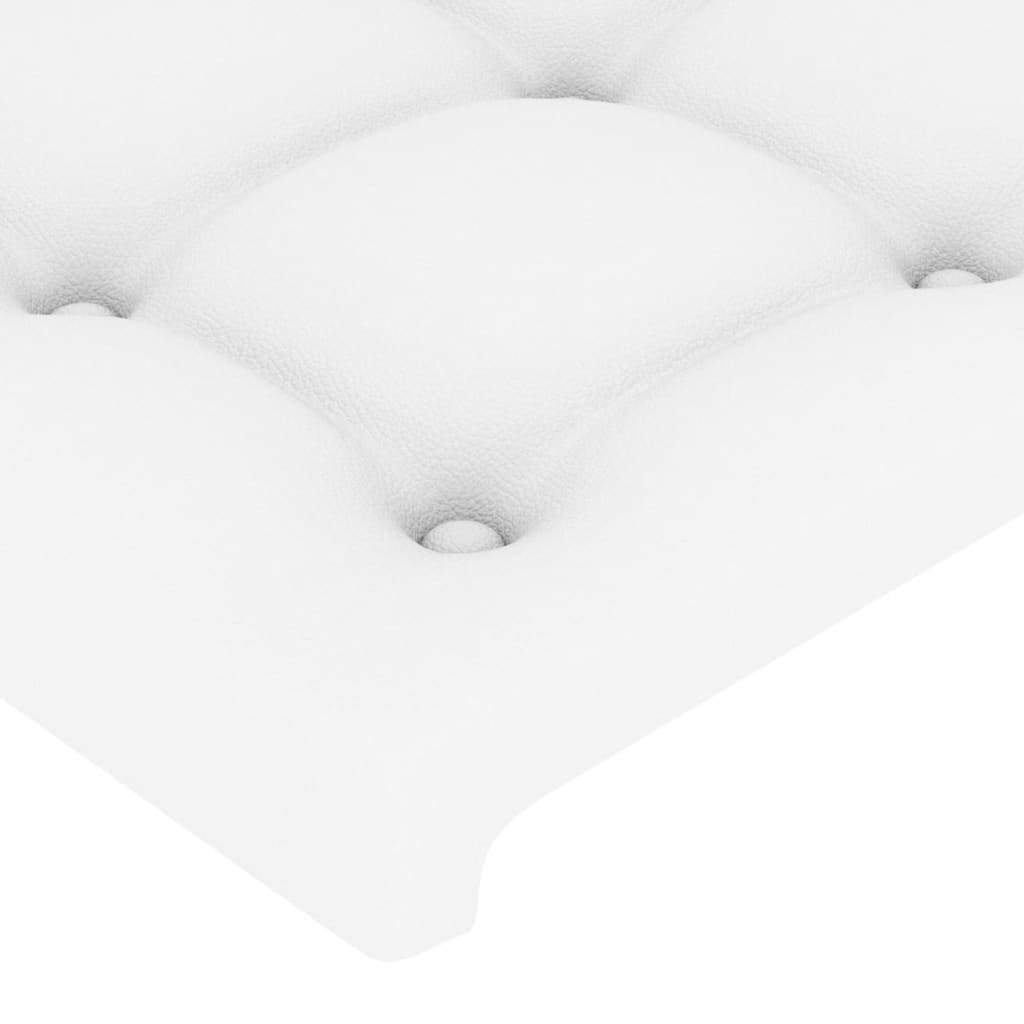 Cadru de pat cu tăblie, alb, 200x200 cm, piele ecologică