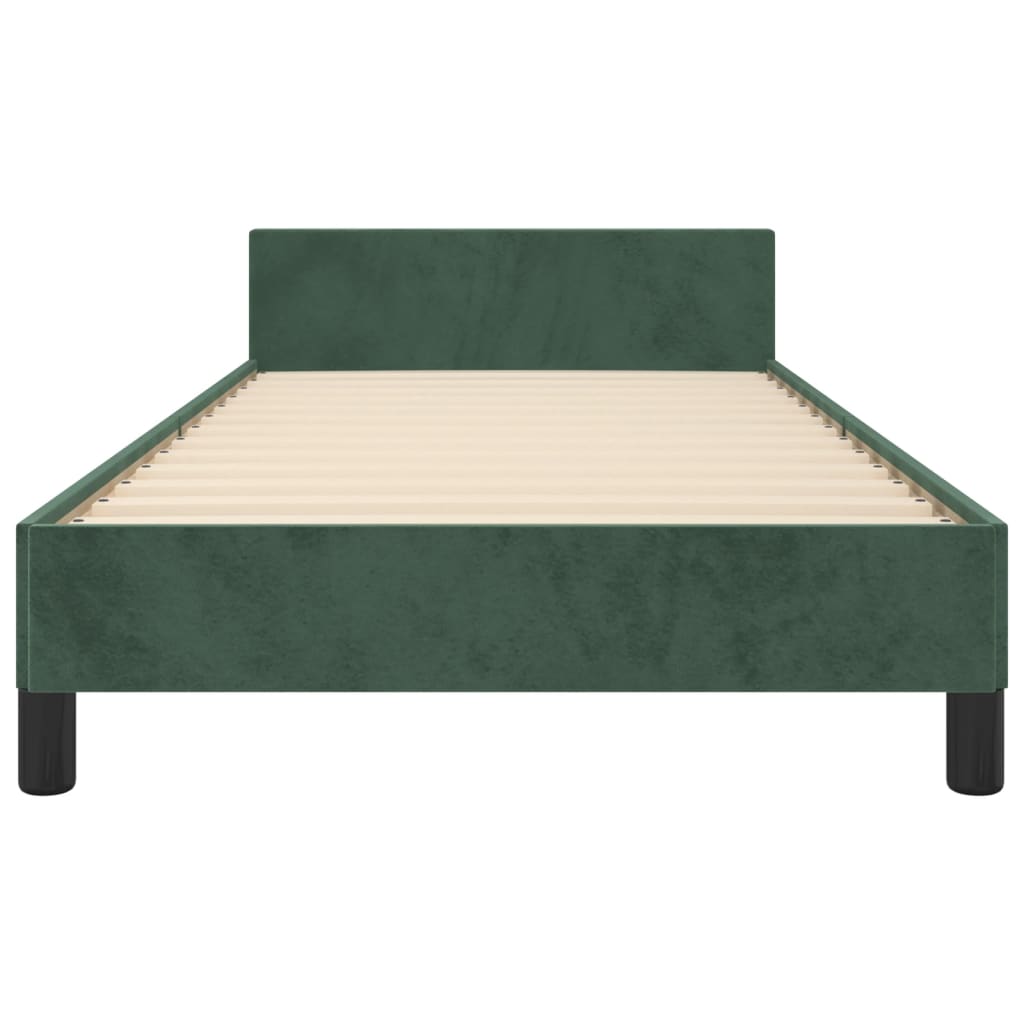 Cadru de pat cu tăblie, verde închis, 80x200 cm, catifea