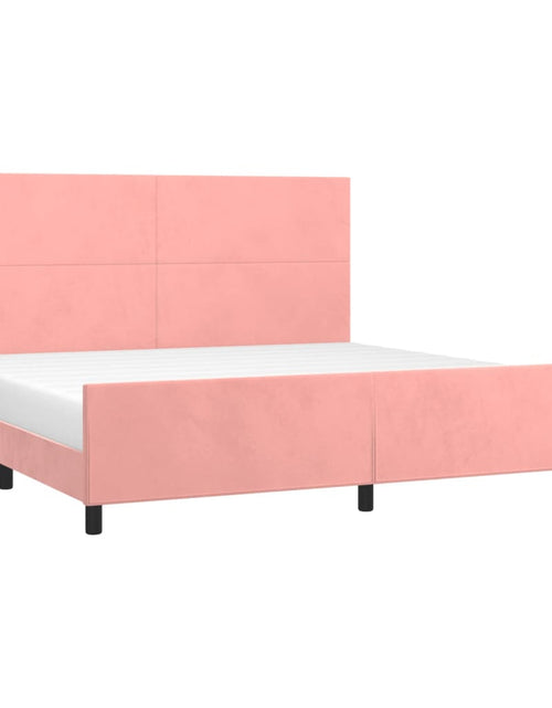 Încărcați imaginea în vizualizatorul Galerie, Cadru de pat cu tăblie, roz, 200x200 cm, catifea
