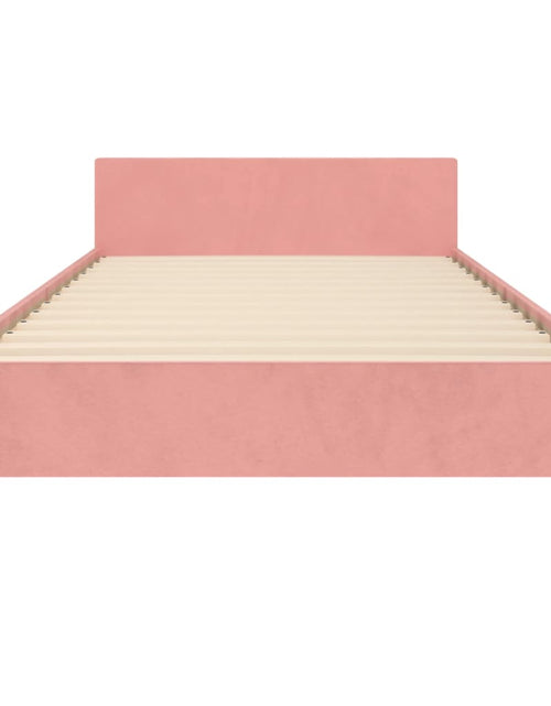 Загрузите изображение в средство просмотра галереи, Cadru de pat cu tăblie, roz, 90x200 cm, catifea
