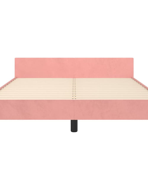 Încărcați imaginea în vizualizatorul Galerie, Cadru de pat cu tăblie, roz, 140x190 cm, catifea
