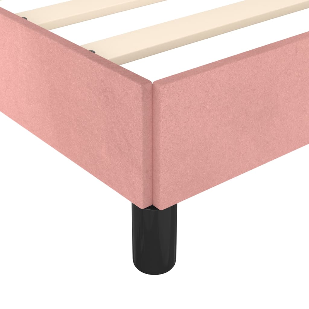 Cadru de pat cu tăblie, roz, 140x190 cm, catifea