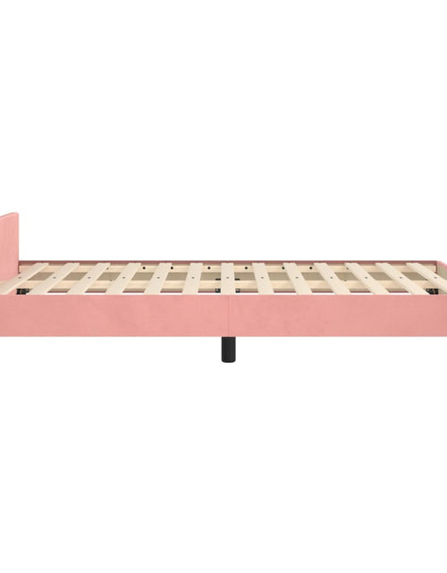 Încărcați imaginea în vizualizatorul Galerie, Cadru de pat cu tăblie, roz, 140x200 cm, catifea
