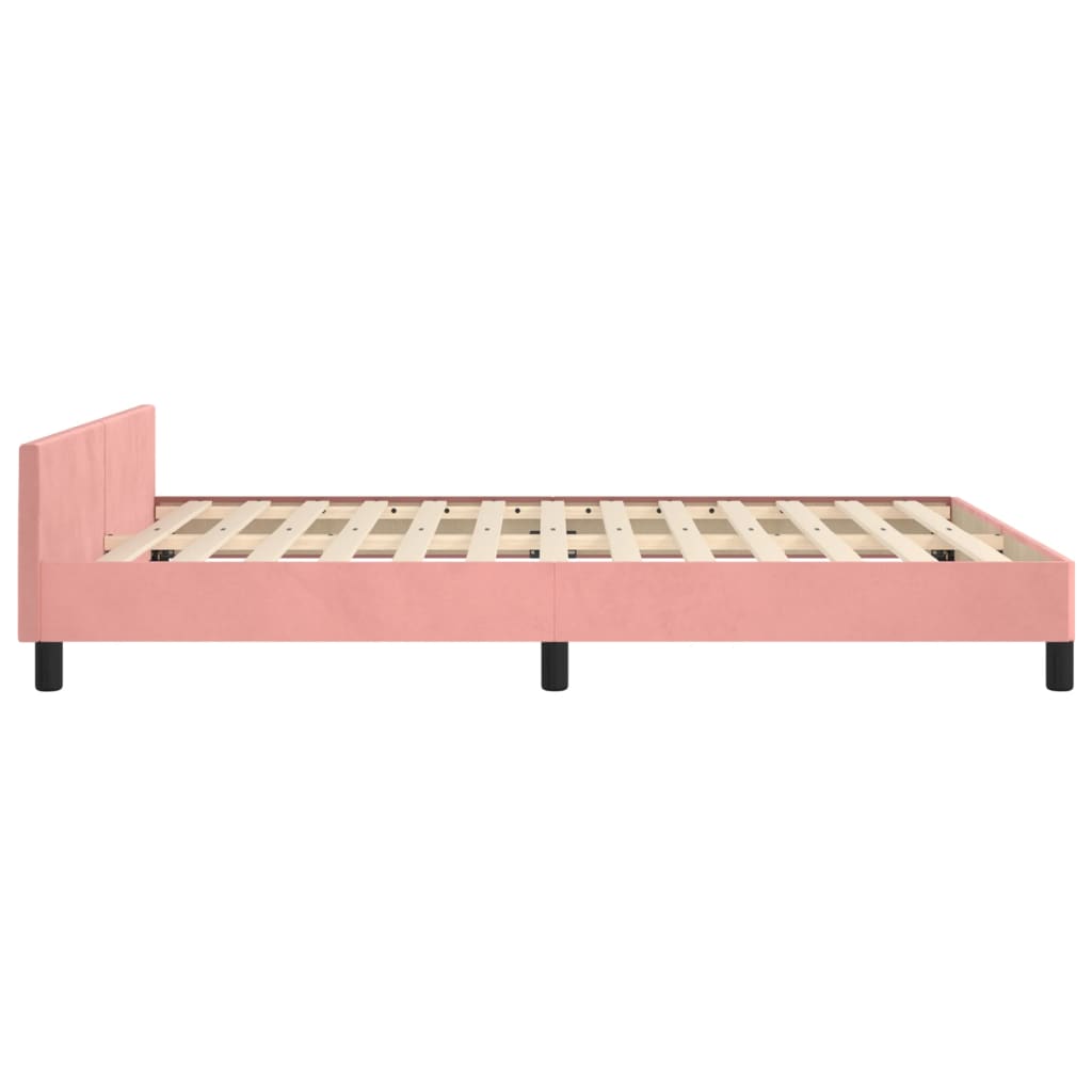 Cadru de pat cu tăblie, roz, 140x200 cm, catifea