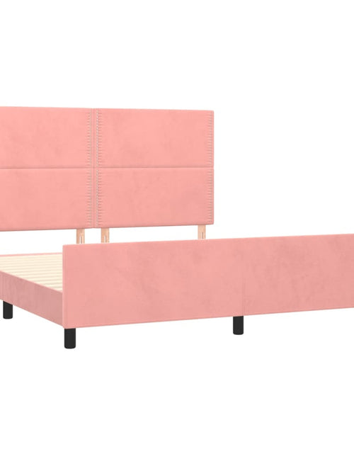 Încărcați imaginea în vizualizatorul Galerie, Cadru de pat cu tăblie, roz, 160x200 cm, catifea
