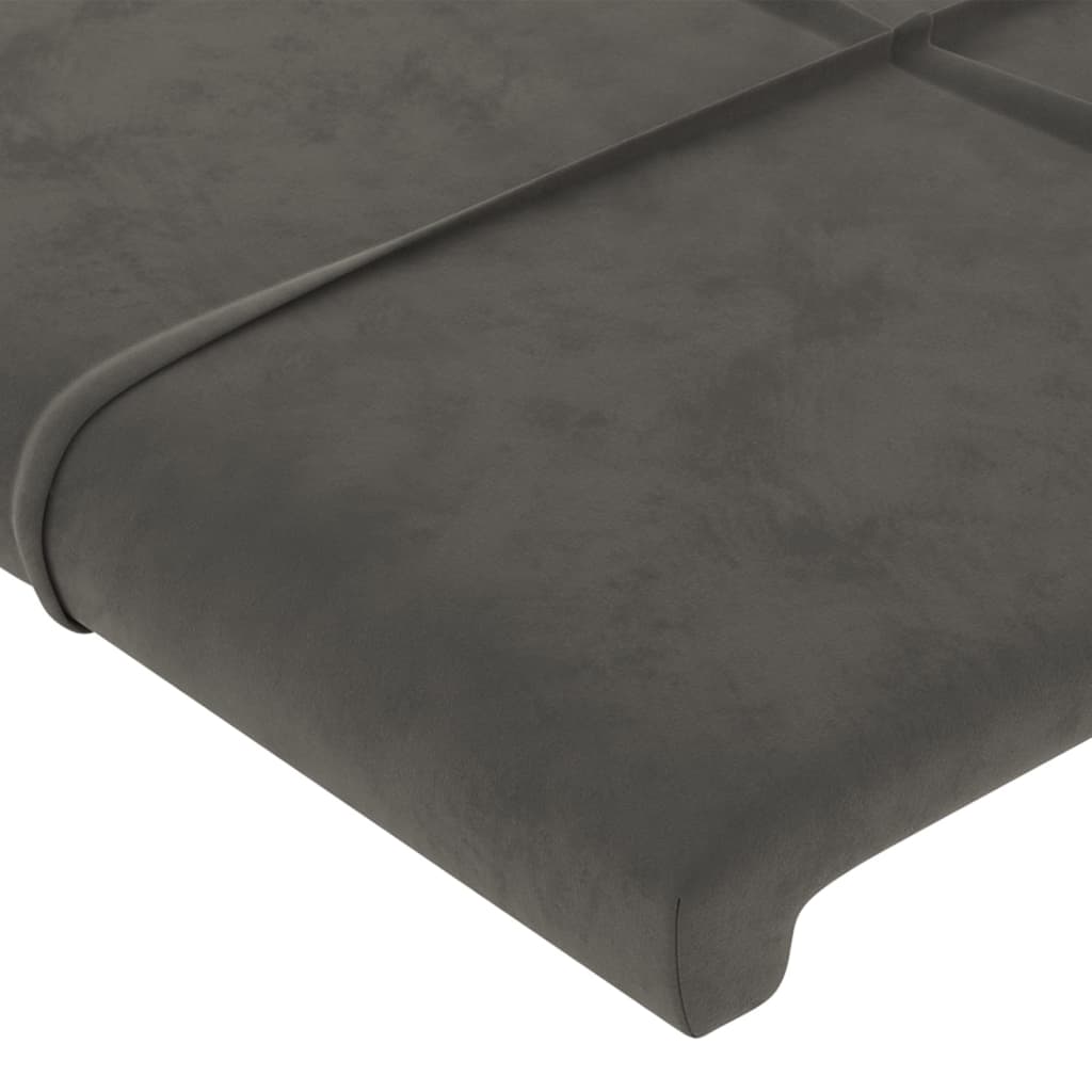 Cadru de pat cu tăblie, gri închis, 80x200 cm, catifea