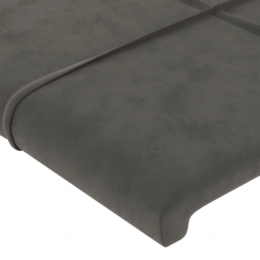Cadru de pat cu tăblie, gri închis, 90x190 cm, catifea