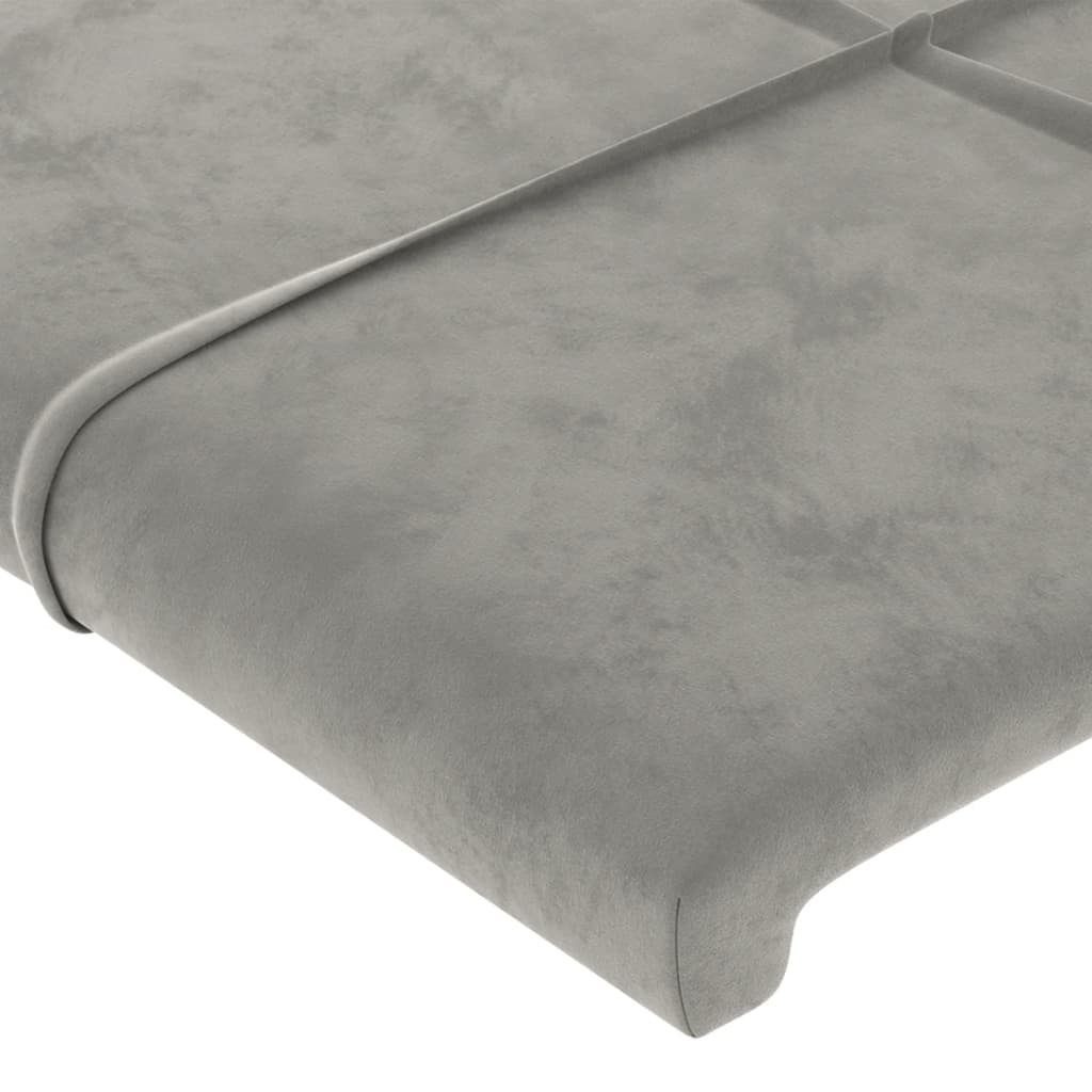 Cadru de pat cu tăblie, gri deschis, 90x200 cm, catifea