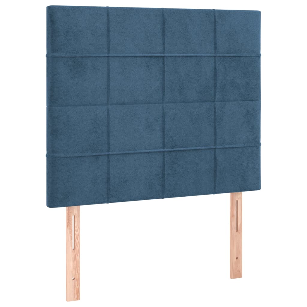 Cadru de pat cu tăblie, albastru închis, 100x200 cm, catifea