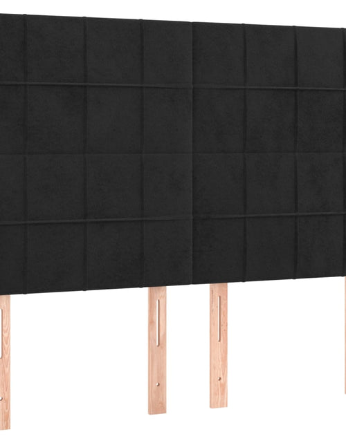 Încărcați imaginea în vizualizatorul Galerie, Cadru de pat cu tăblie, negru, 140x200 cm, catifea
