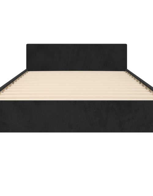 Загрузите изображение в средство просмотра галереи, Cadru de pat cu tăblie, negru, 90x200 cm, catifea
