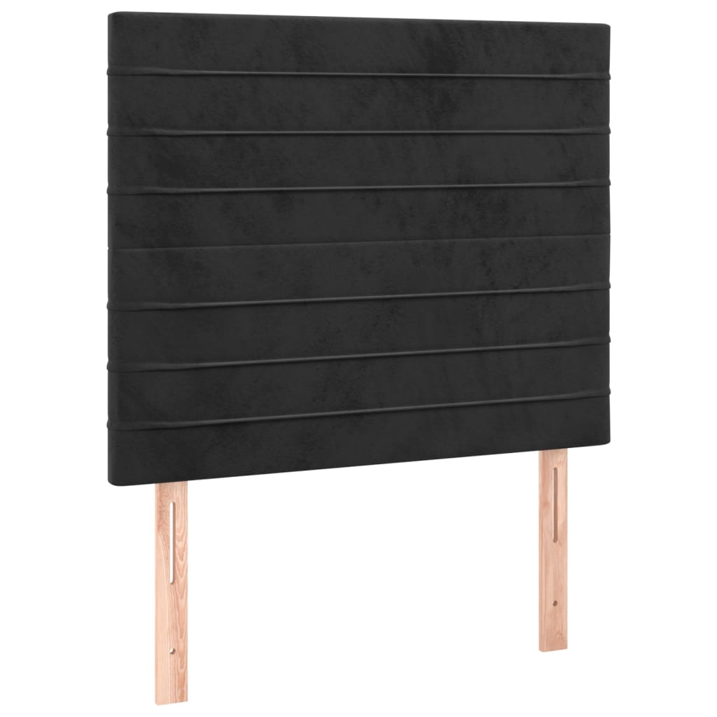 Cadru de pat cu tăblie, negru, 90x200 cm, catifea