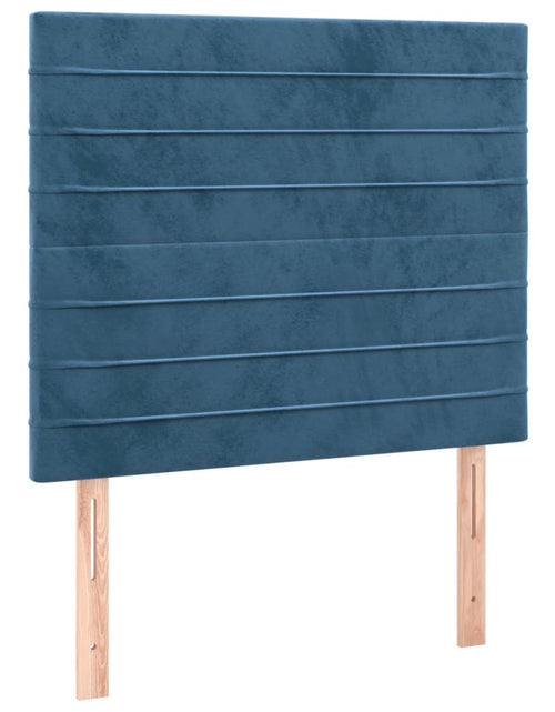 Загрузите изображение в средство просмотра галереи, Cadru de pat cu tăblie, albastru închis, 100x200 cm, catifea
