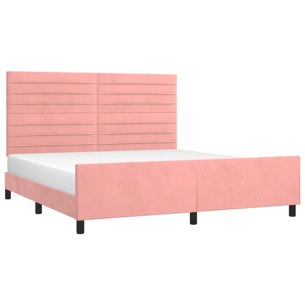 Cadru de pat cu tăblie, roz, 180x200 cm, catifea