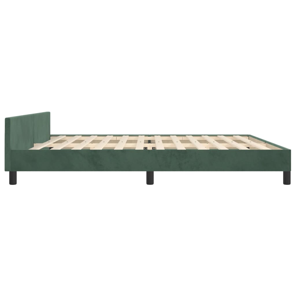 Cadru de pat cu tăblie, verde închis, 200x200 cm, catifea