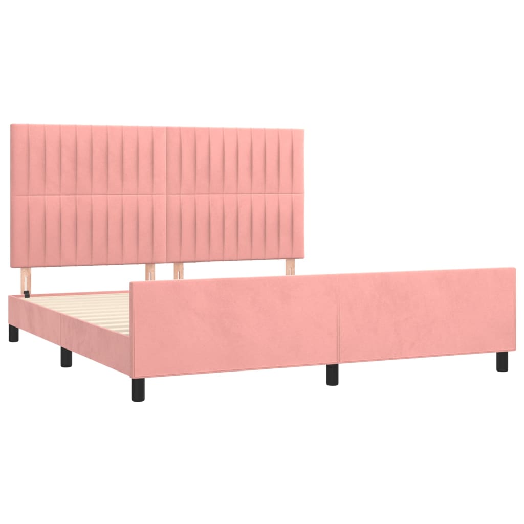 Cadru de pat cu tăblie, roz, 180x200 cm, catifea