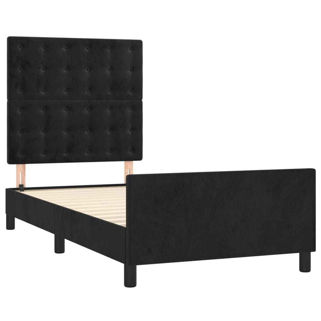 Cadru de pat cu tăblie, negru, 80x200 cm, catifea