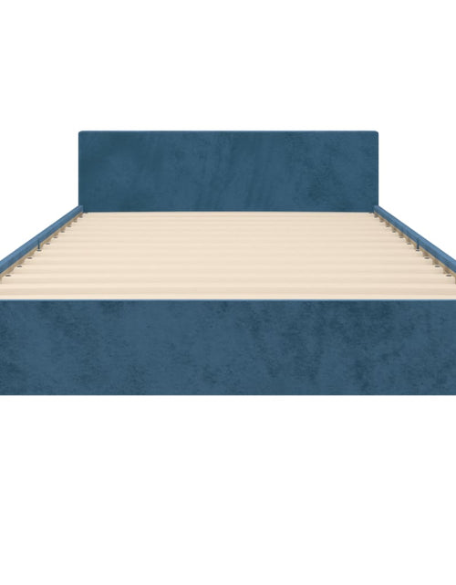 Загрузите изображение в средство просмотра галереи, Cadru de pat cu tăblie, albastru închis, 80x200 cm, catifea
