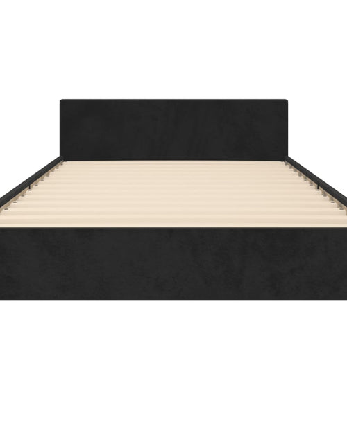 Загрузите изображение в средство просмотра галереи, Cadru de pat cu tăblie, negru, 100x200 cm, catifea
