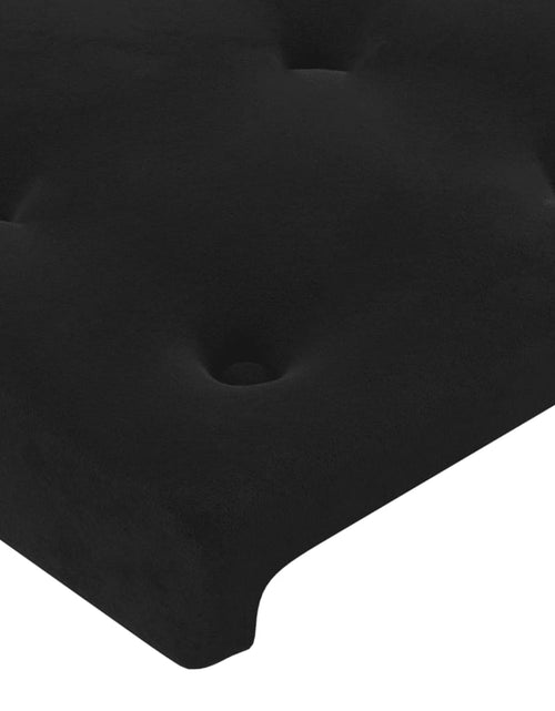 Încărcați imaginea în vizualizatorul Galerie, Cadru de pat cu tăblie, negru, 100x200 cm, catifea
