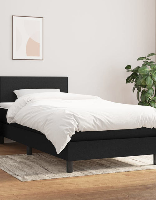 Încărcați imaginea în vizualizatorul Galerie, Pat box spring cu saltea, negru, 90x190 cm, textil
