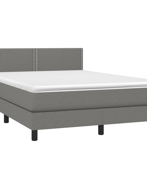 Загрузите изображение в средство просмотра галереи, Pat box spring cu saltea, gri închis, 140x190 cm, textil
