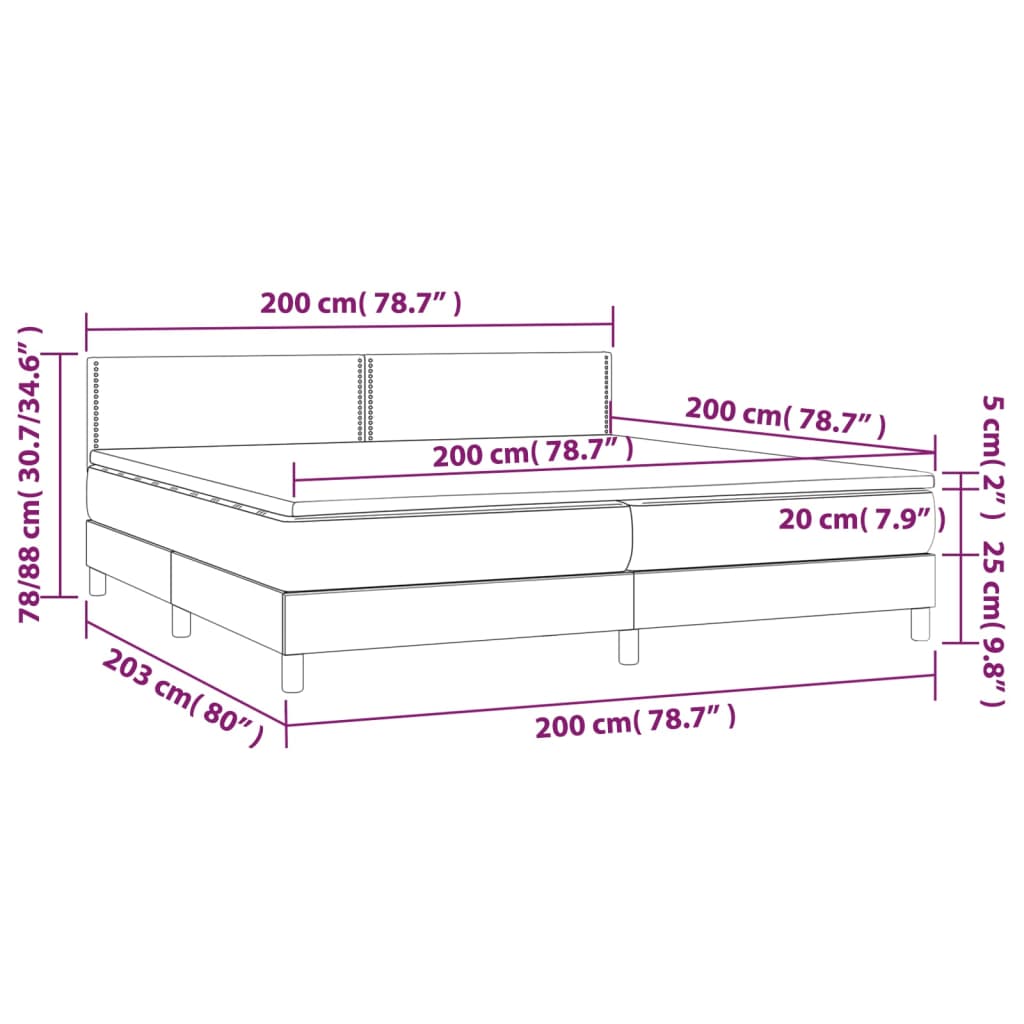 Pat box spring cu saltea, crem, 200x200 cm, textil