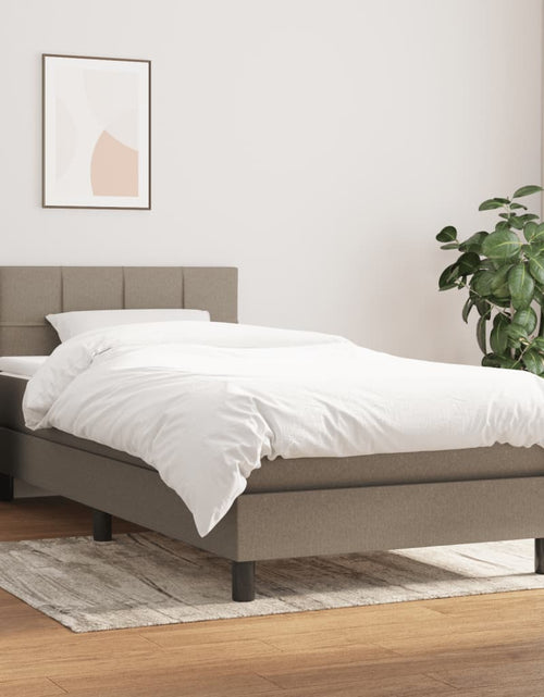 Încărcați imaginea în vizualizatorul Galerie, Pat box spring cu saltea, gri taupe, 90x190 cm, textil
