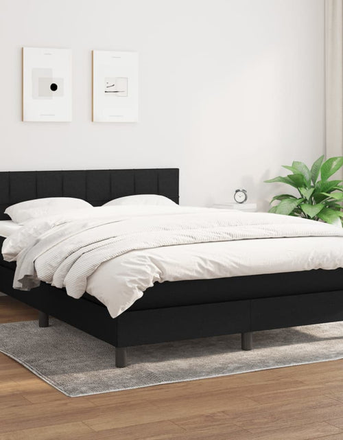 Încărcați imaginea în vizualizatorul Galerie, Pat box spring cu saltea, negru, 140x190 cm, textil
