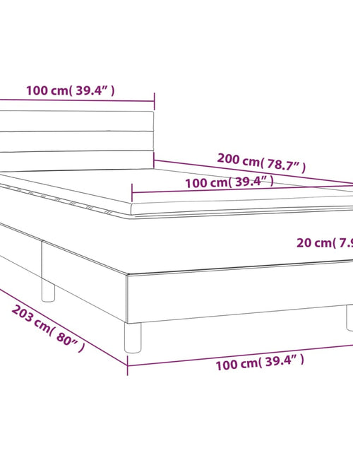 Încărcați imaginea în vizualizatorul Galerie, Pat box spring cu saltea, gri deschis, 100x200 cm, textil
