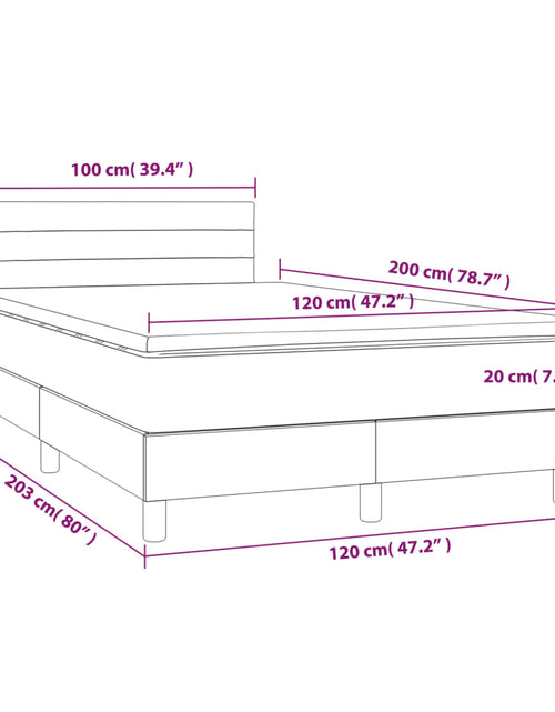 Загрузите изображение в средство просмотра галереи, Pat box spring cu saltea, gri închis, 120x200 cm, textil
