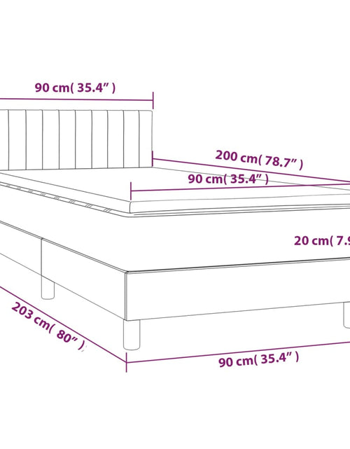 Загрузите изображение в средство просмотра галереи, Pat box spring cu saltea, gri deschis, 90x200 cm, textil
