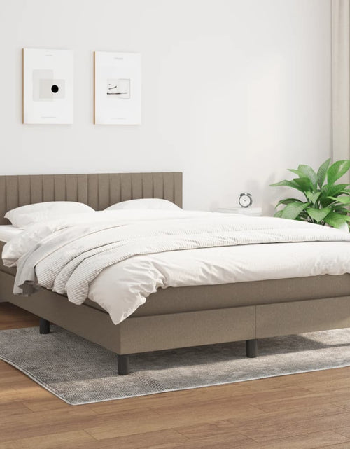 Încărcați imaginea în vizualizatorul Galerie, Pat box spring cu saltea, gri taupe, 140x200 cm, textil
