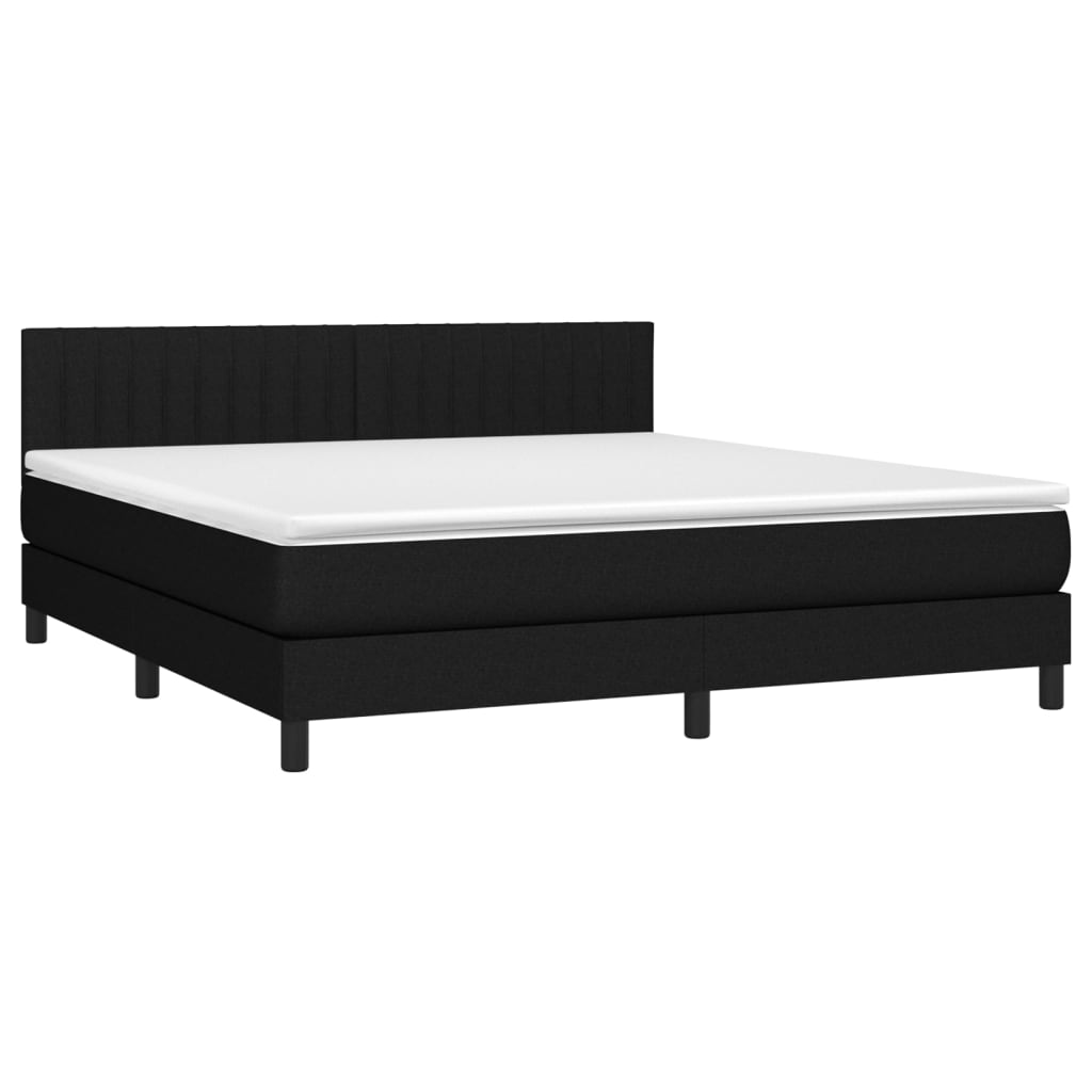 Pat box spring cu saltea, negru, 180x200 cm, catifea