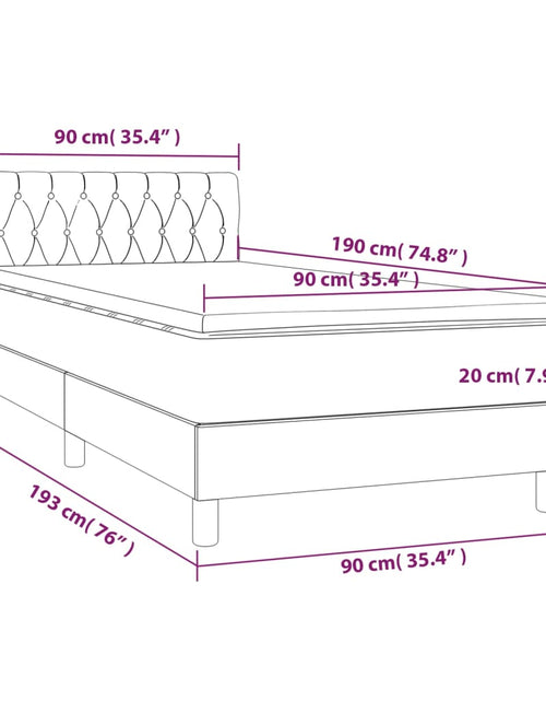 Încărcați imaginea în vizualizatorul Galerie, Pat box spring cu saltea, gri deschis, 90x190 cm, textil
