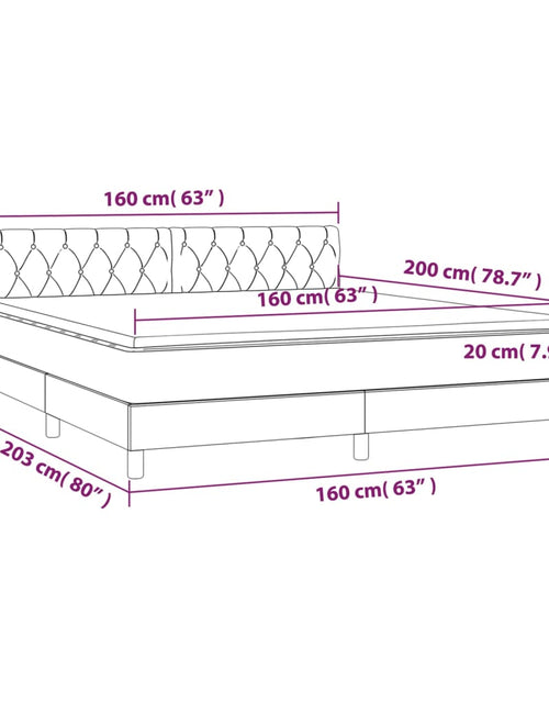 Загрузите изображение в средство просмотра галереи, Pat box spring cu saltea, maro închis, 160x200 cm, textil
